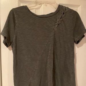 Lucky women’s distressed T-shirt with lace up